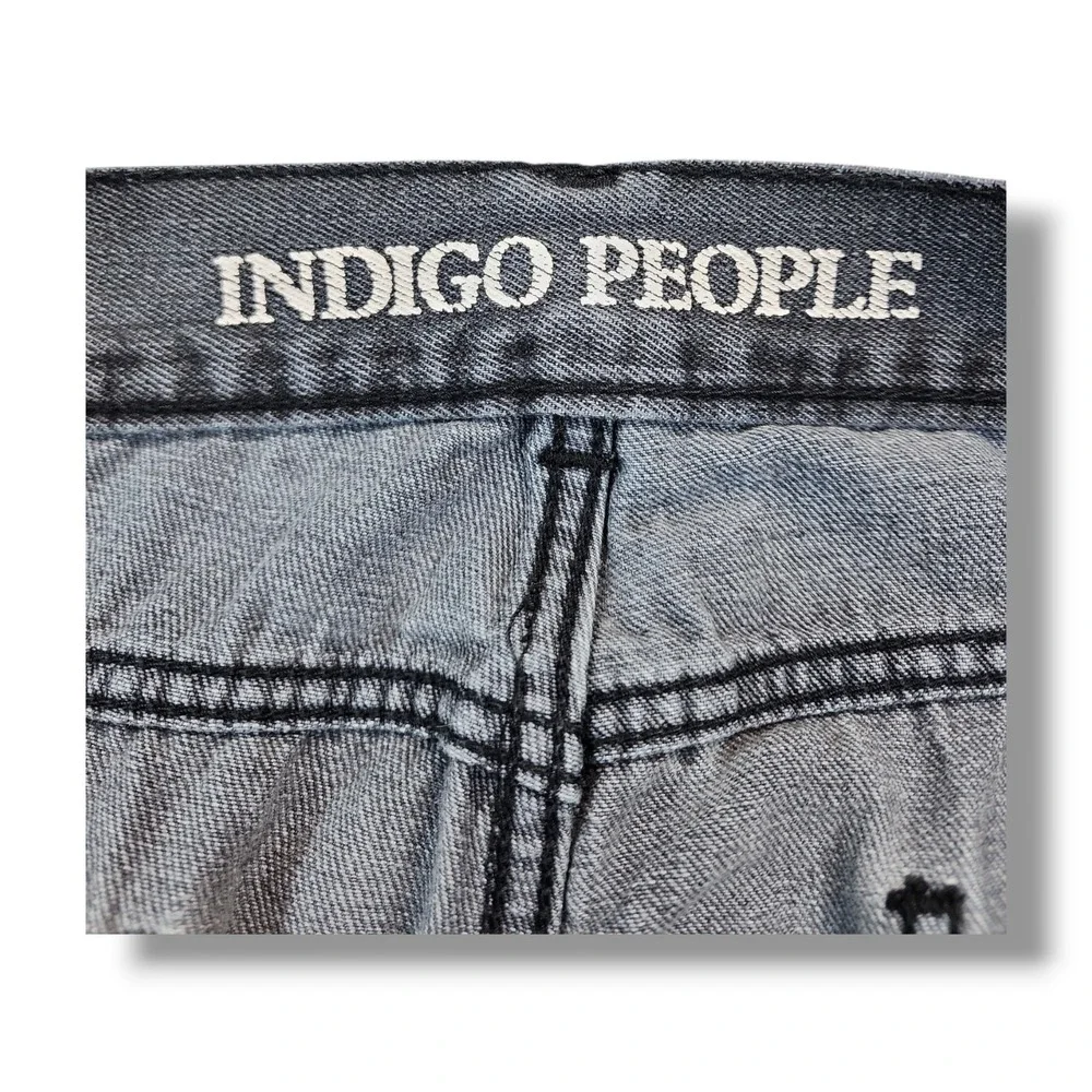 Indigo People Faded Black Baggy Straight‎ Leg Denim Jeans Men's 34x31